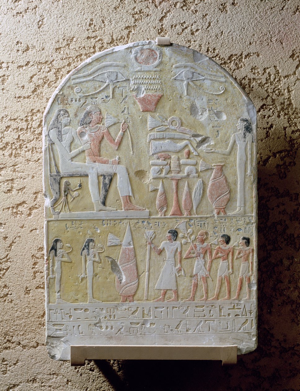 Tembu mezar steli (boyalı kireçtaşı) by Second Intermediate Period Egyptian