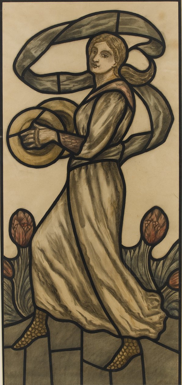 Zilli Müzisyen, vitray pencere tasarımı, c.1918 (kağıt üzerinde kurşun kalem üzerinde wc) by Selwyn Image