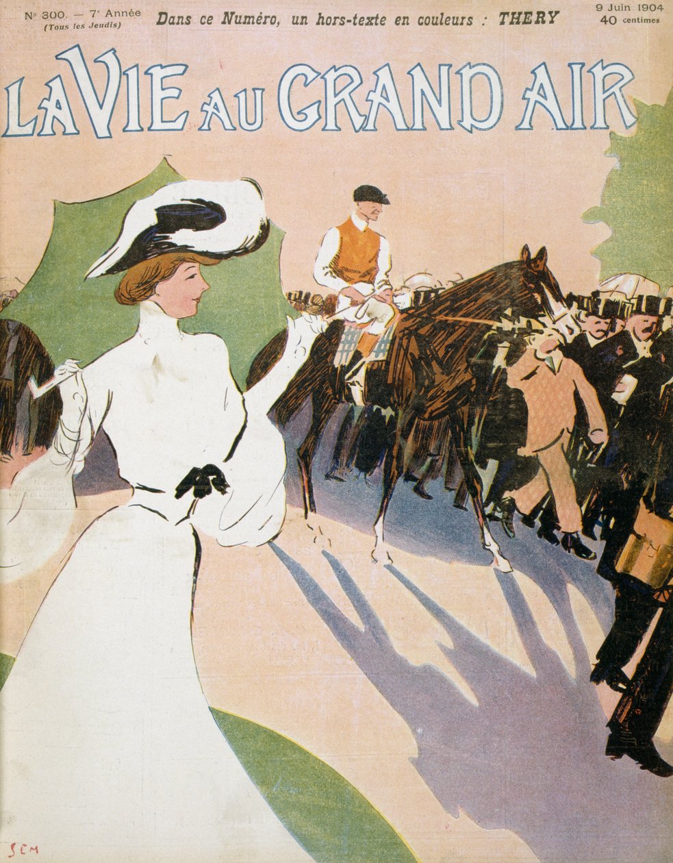 Fransız at yarışı dergisi 'Life in the Great Air' 1904 by Sem (1863 1934)