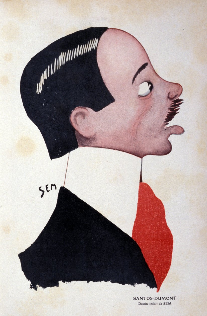 Alberto Santos-Dumont (1873 - 1932), Brezilyalı mühendis ve havacılık tarafından Sem (1863 - 1934) tarafından portresi. by Sem