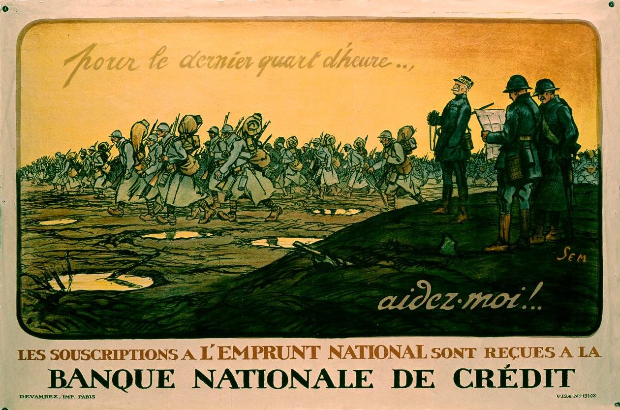 Savaş bonolarının satın alınmasını teşvik eden Fransız Birinci Dünya Savaşı posteri, c.1914-18 by Sem