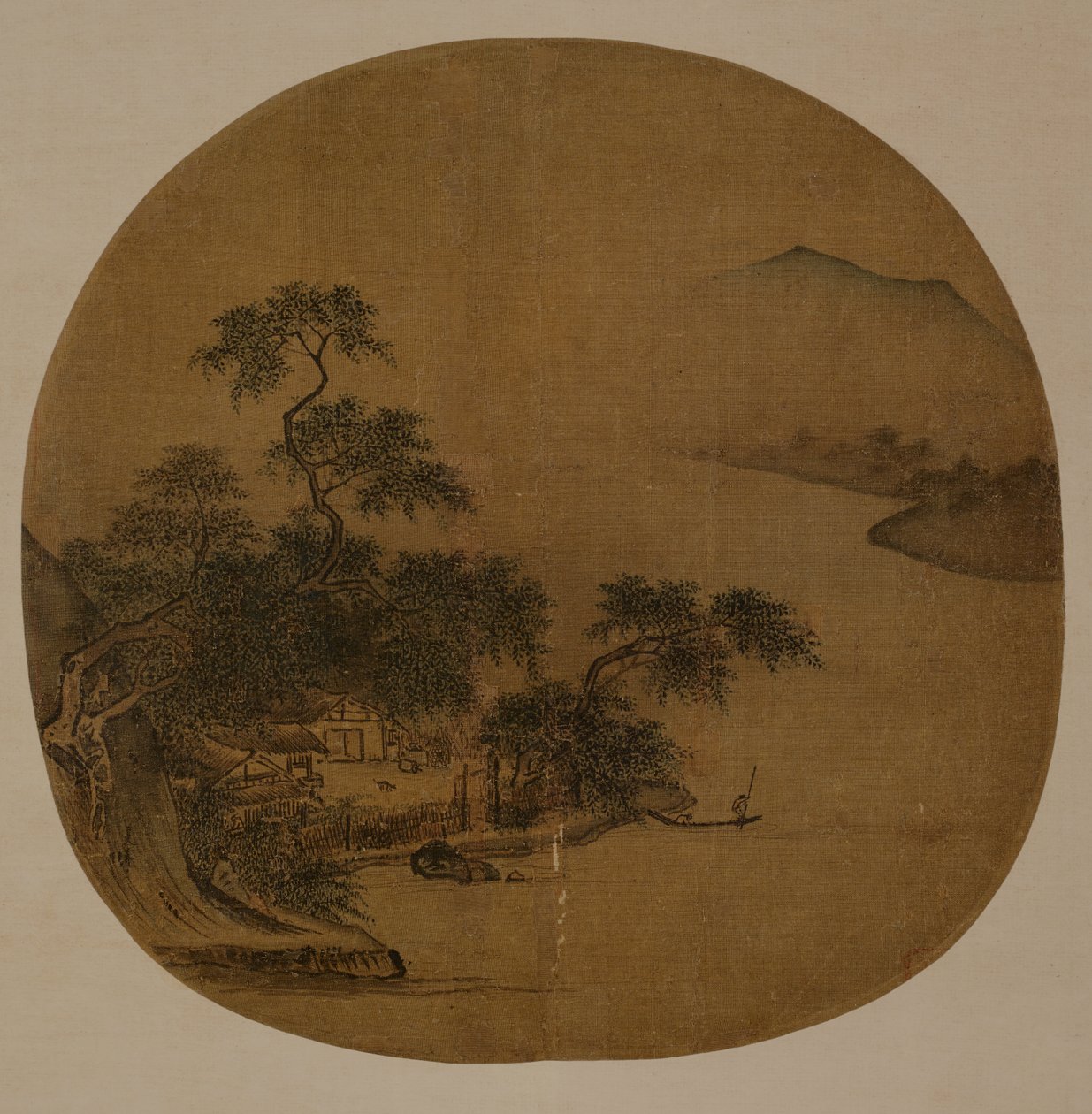Riverside Retreat, c.1250 (ipek üzerine mürekkep ve renk) by Sen Xia