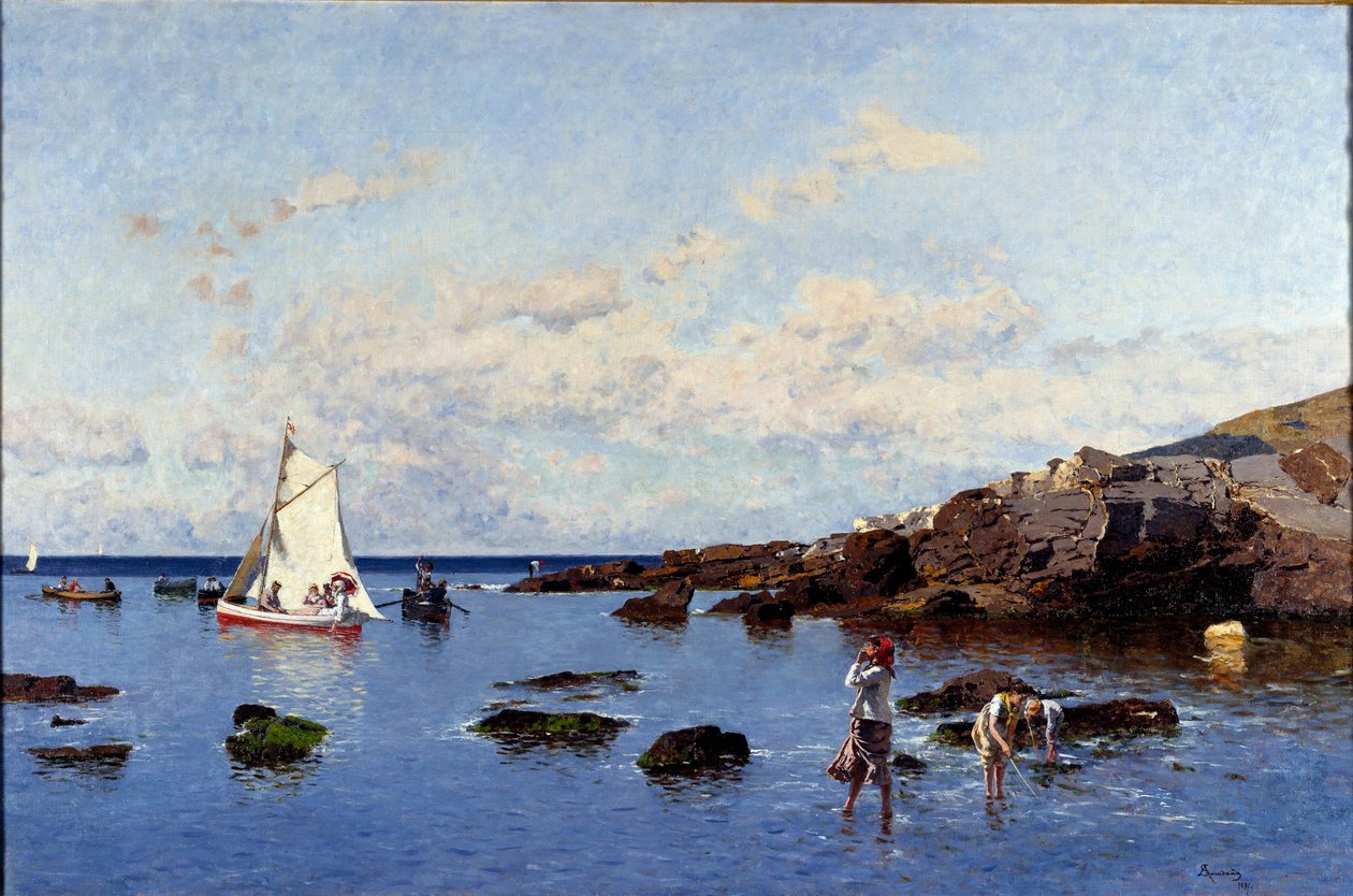 Genes yakınlarında Sahil Manzarası, İtalya (Riviera manzarası, Cenova, İtalya) Tablo Serafin Avendano Martinez (yaklaşık 1838-1916) 1881 Dim 85x132 cm Genes, Galleria d