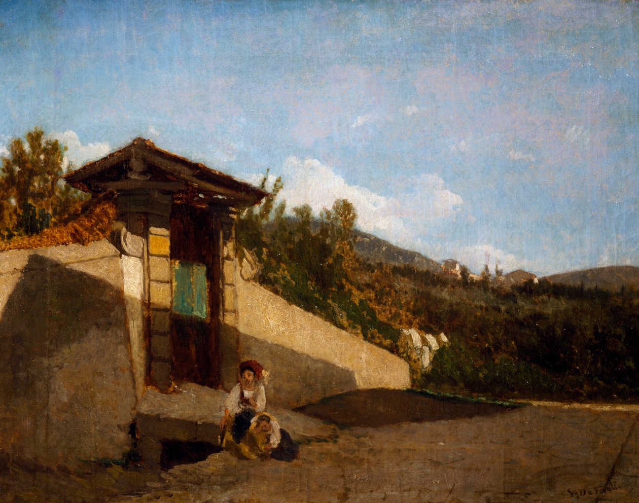 Villa Toscana Portikosu, 1861 dolayları (tuval üzerine yağlı boya) by Serafino de Tivoli