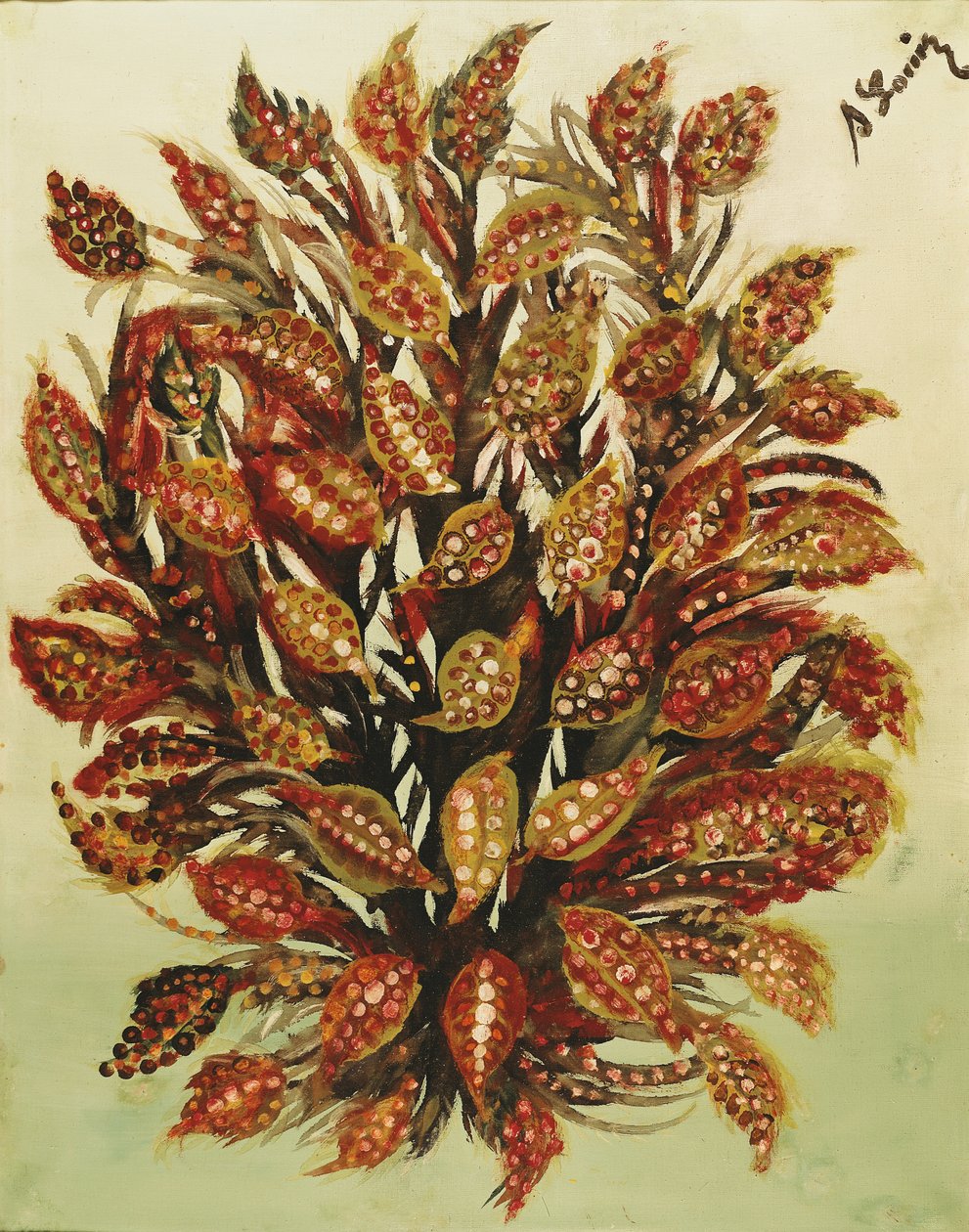 Yeşil Zemin Üzerine Nar, 1930 by Seraphine Louis