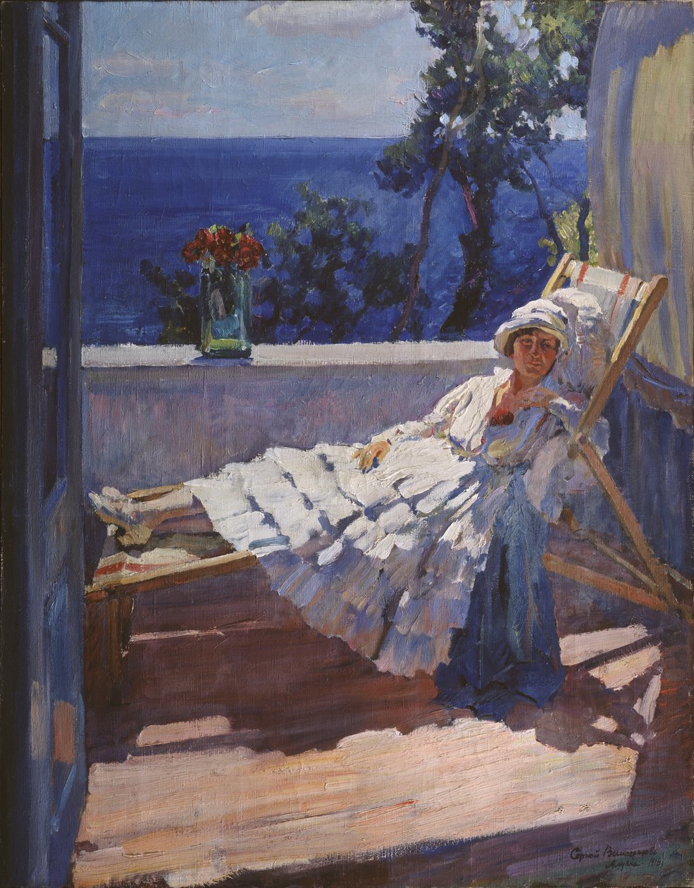 Balkonda bir bayan, 1916 by Sergei Arsenevich Vinogradov