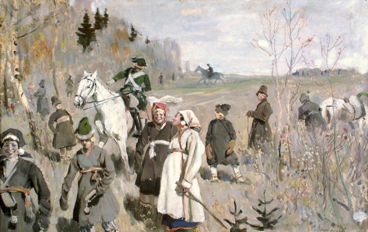 Çar Büyük Peter zamanında avlanma, 1907 by Sergei Arsenevich Vinogradov