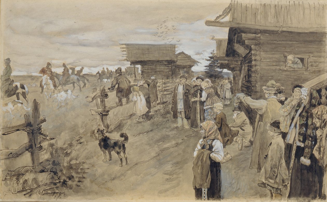 Borzois ile avlanmak, 1907 by Sergei Arsenevich Vinogradov
