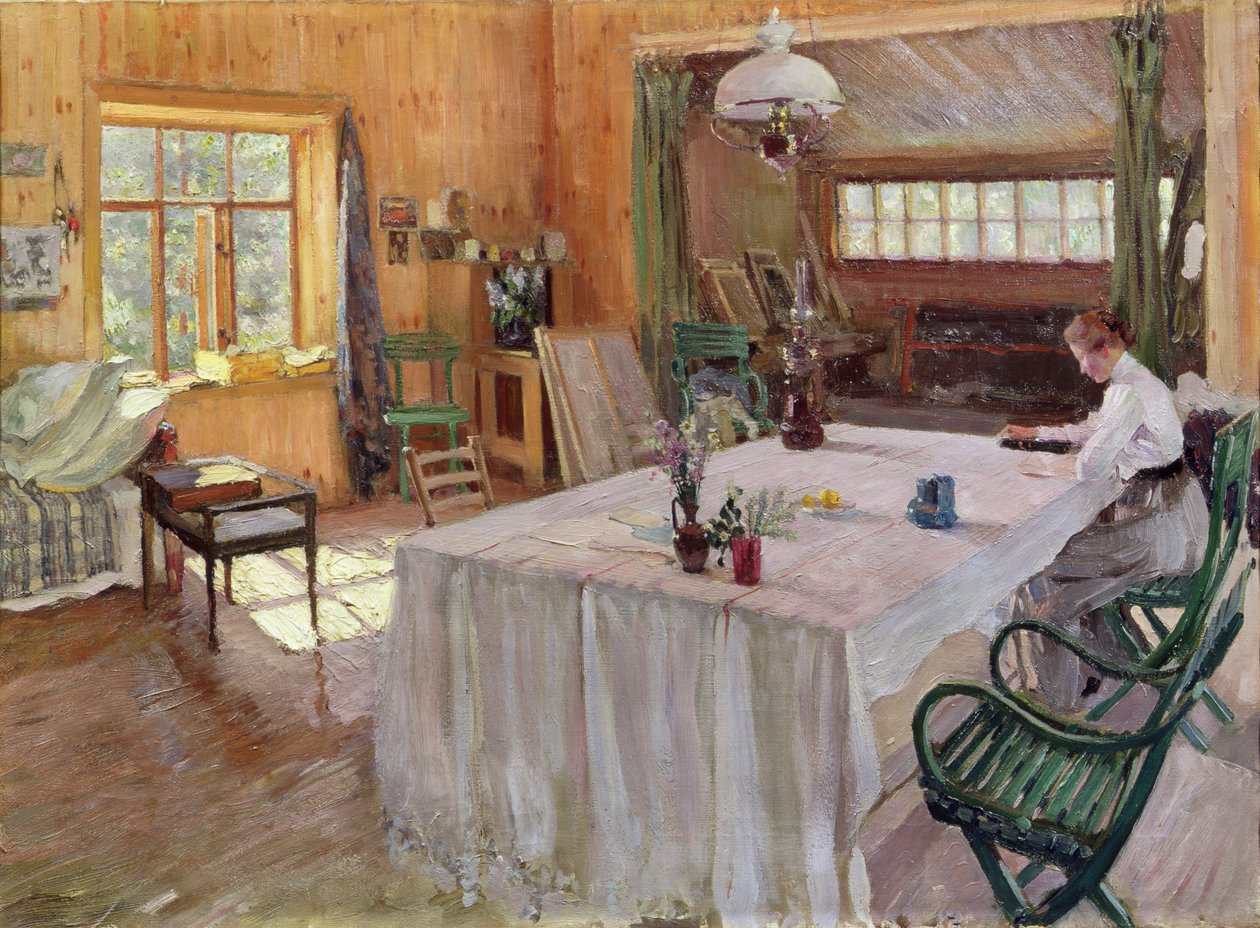 Sanatçının Evinde Konstantin Korovin (1861-1939) 1907 (tuval üzerine yağlı boya) by Sergei Arsenevich Vinogradov