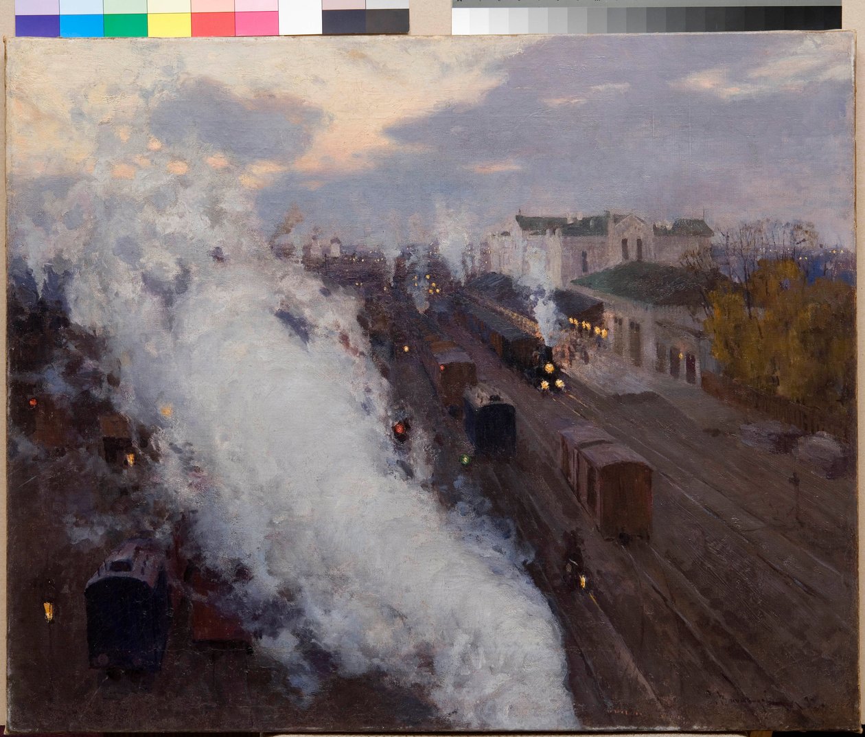 Harkov Tren istasyonu - Vinogradov, Sergei Arsenyevich (1869-1938) - 1892 - Tuval üzerine yağlı boya - by Sergei Arsenevich Vinogradov