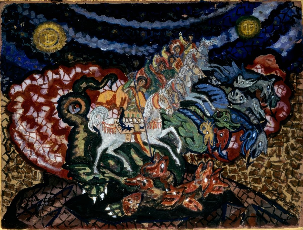 Triumph oyunu için bir sahne perdesi tasarımı by Sergei Jurjewitsch Sudeikin