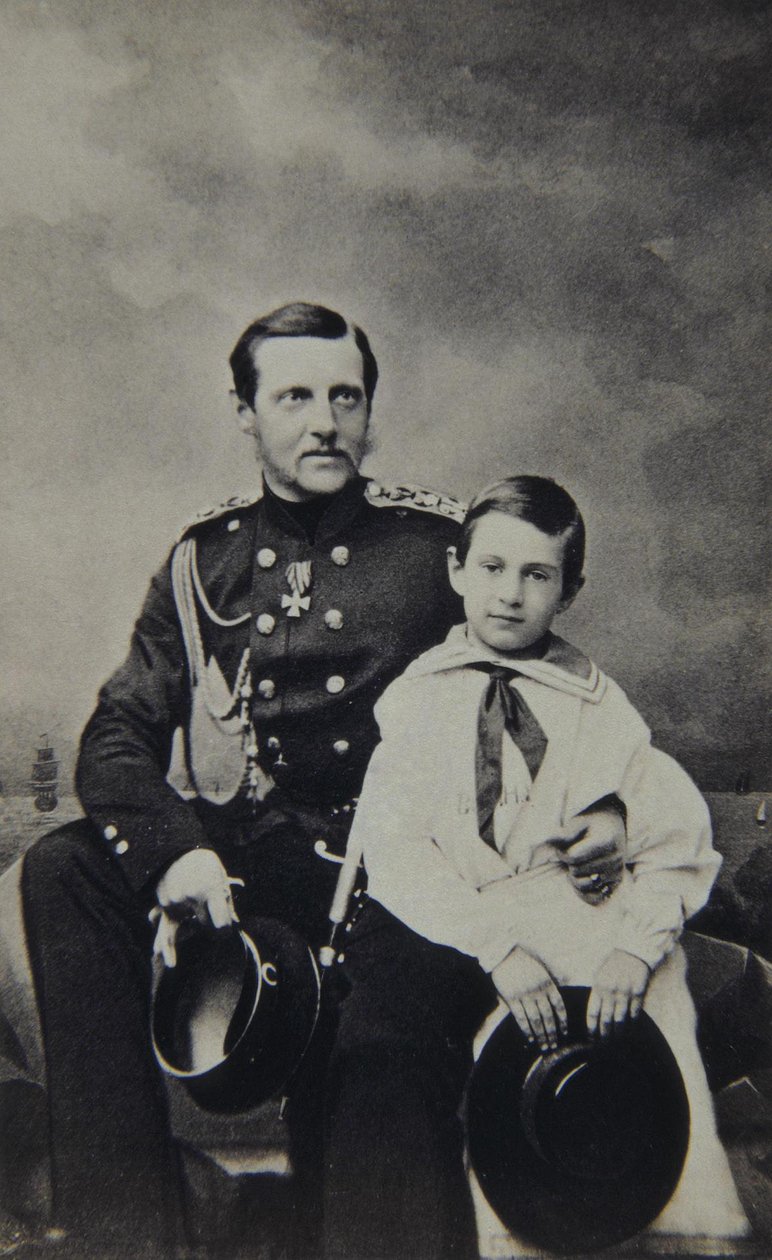 Oğlu Nicholas Constantinovic ile Rusya 1827-1892 Grandük Constantin Nikolaevich portresi by Sergei Lvovich Levitsky
