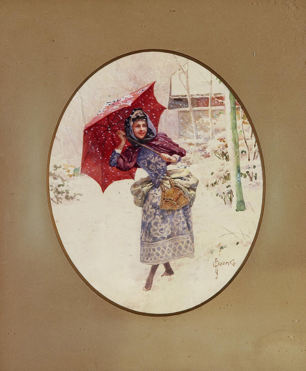 Kadınlar karda yürümek, c. 1900 by Sergei Sergeyevich Solomko