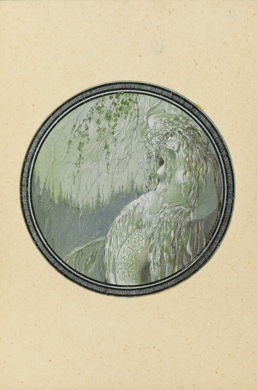 Rusalka. A. Puşkin'in Ruslan ve Lyudmila şiirinin illüstrasyonu, 1921-1926. by Sergei Vasilevich Chekhonin