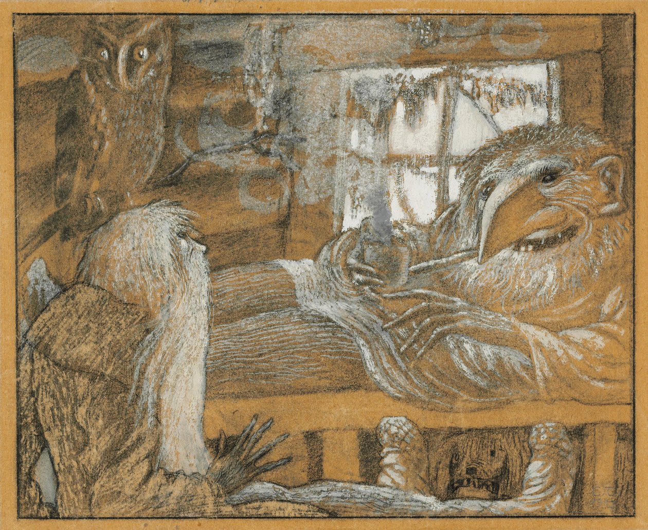 Köylü ve domovoy, 1922. by Sergei Vasilevich Chekhonin