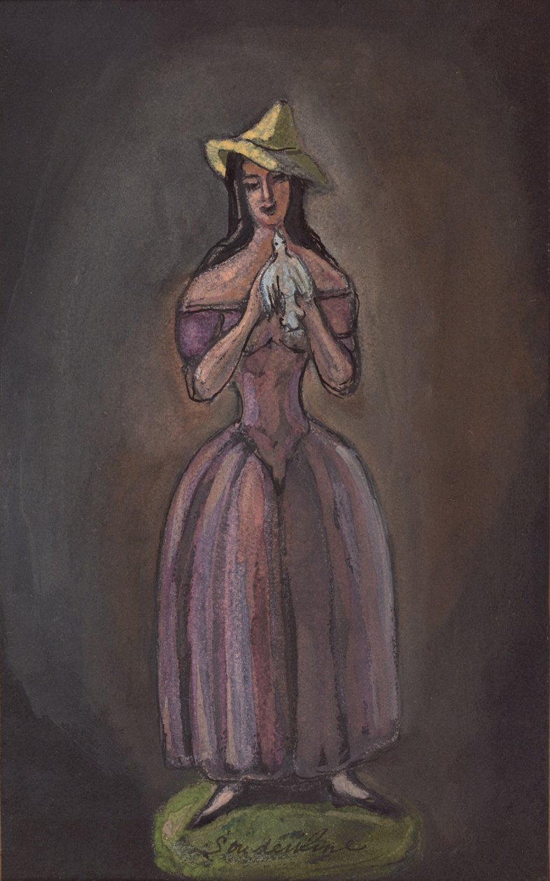 Mor giyen kadın Olga Glebova-Sudeikina by Sergei Yurievich Sudeykin
