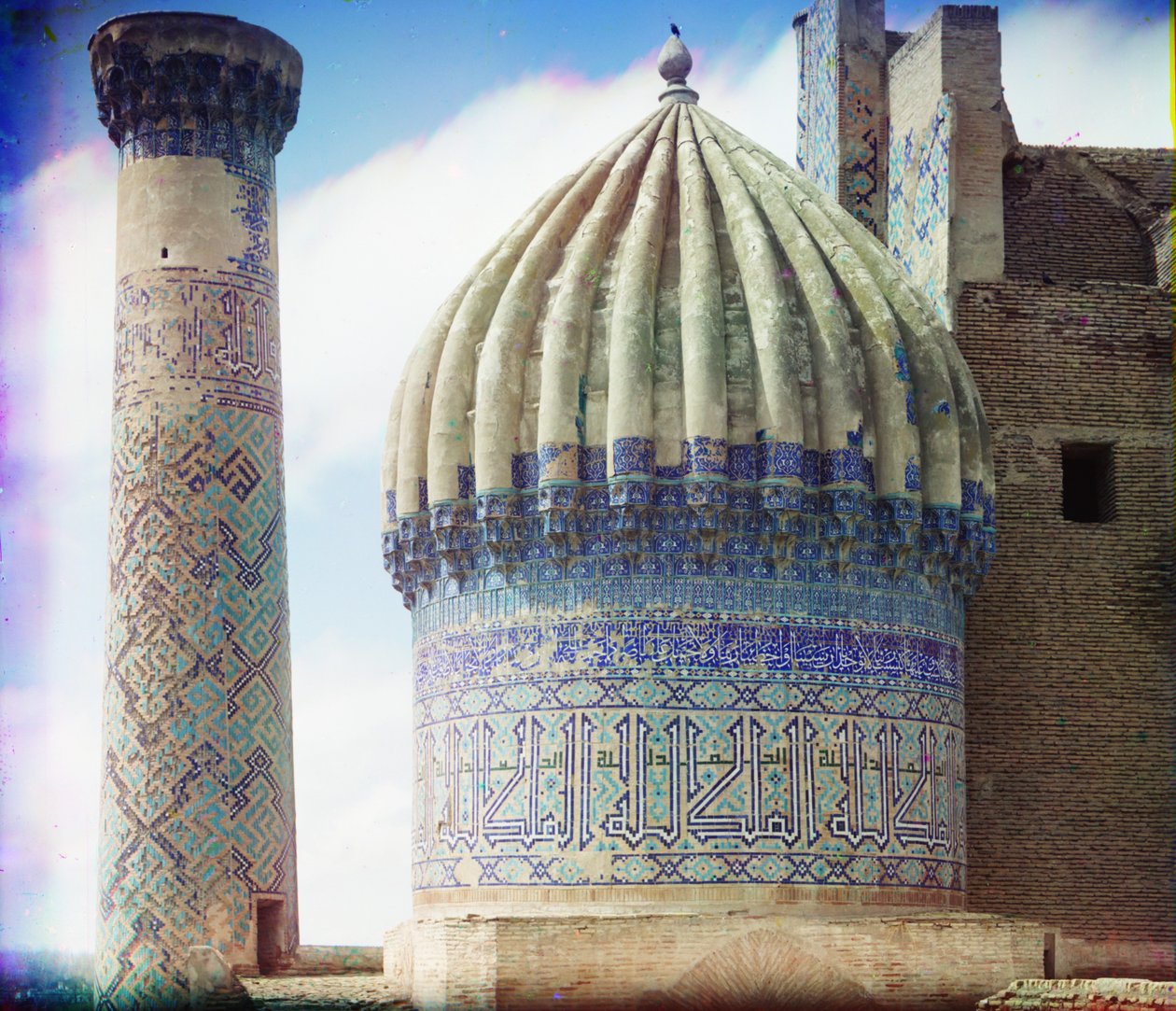 Şir-Dar camisinin sağ kubbesi, Semerkant, 1905-1915 by Sergey Prokudin Gorsky