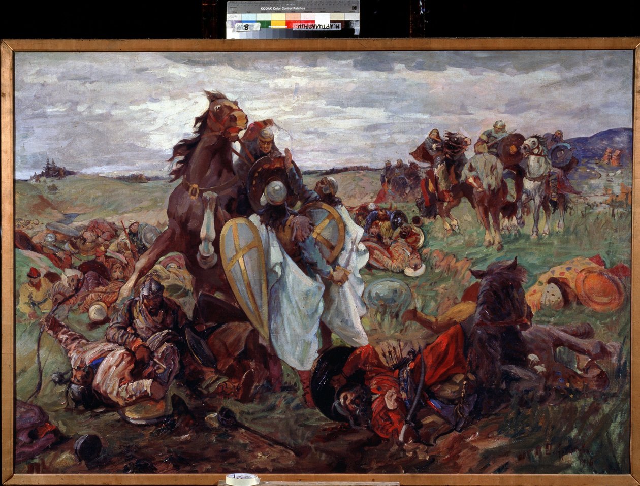 Ruslar ve Tatarlar arasındaki savaş (Tatarlar) (Ruslar ve Tatarlar arasındaki savaş). Sergei Nikolayevich Arkhipov'un (1881'den 1936'dan sonra) tablosu. Tuval üzerine yağlıboya by Sergey Nikolayevich Arkhipov