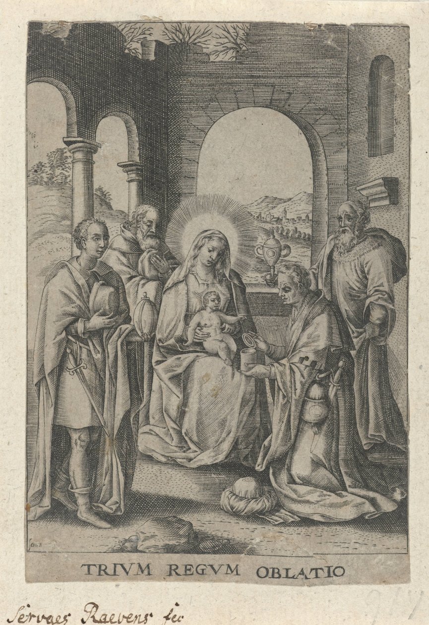 Aanbidding der Koningen Üç kral teklif (nesne üzerinde başlık) by Servatius Raeven