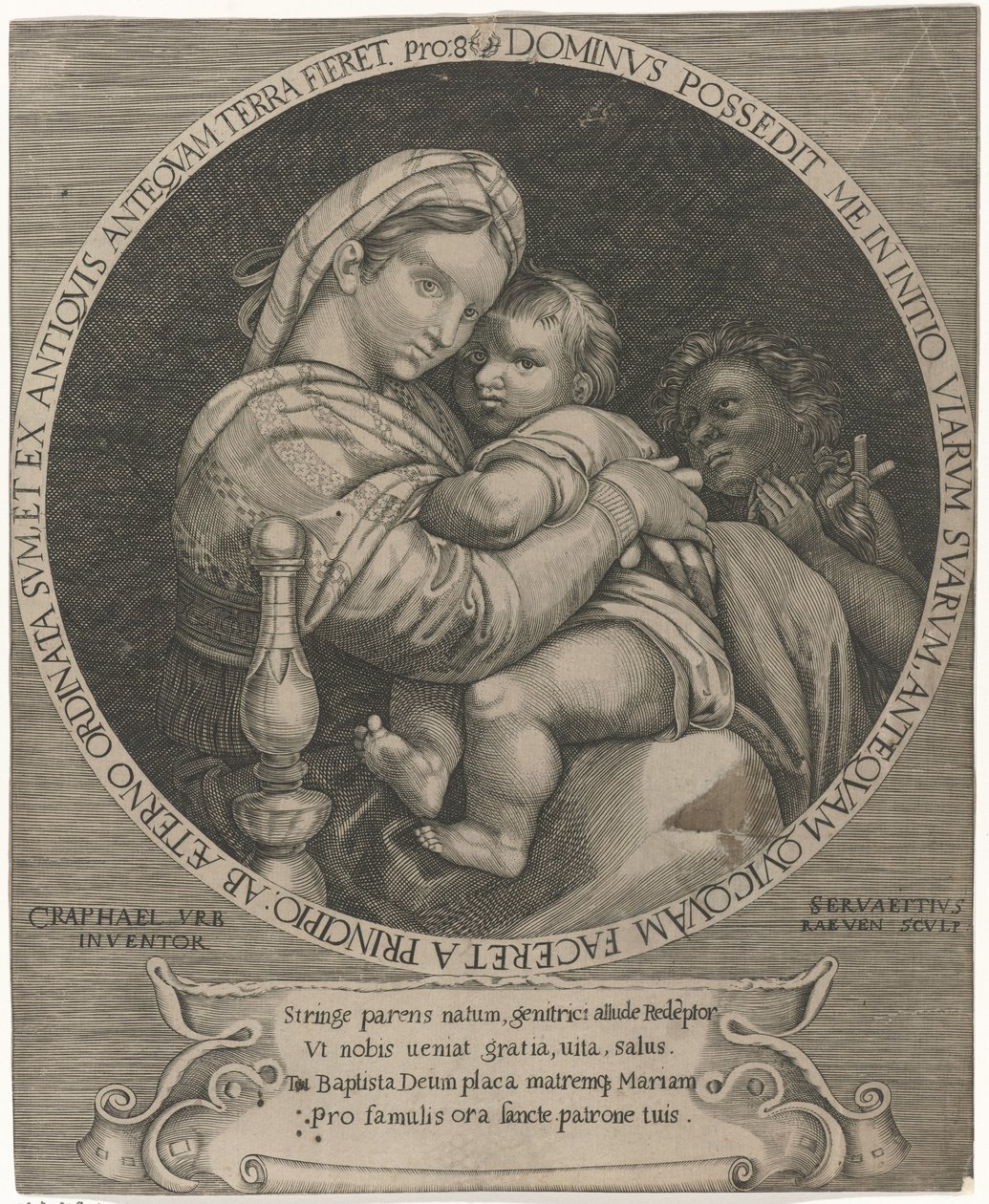 madonna della sedia Christuskind ve Johannes de Doper ile Maria by Servatius Raeven