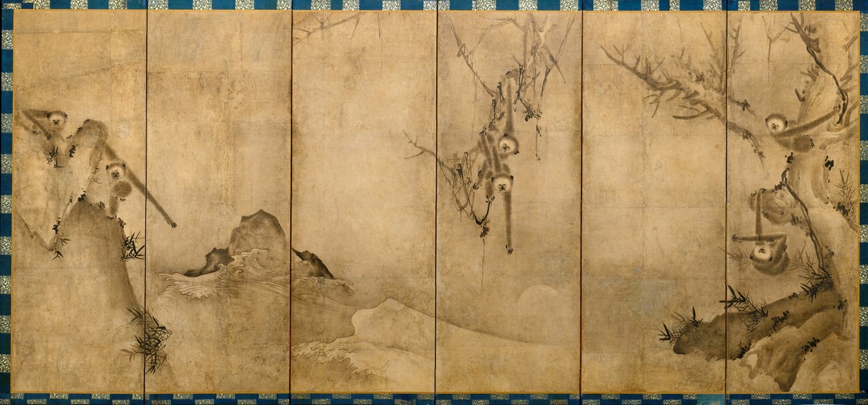 Bir Manzaradaki Gibbons, c.1570 by Sesson Shkei