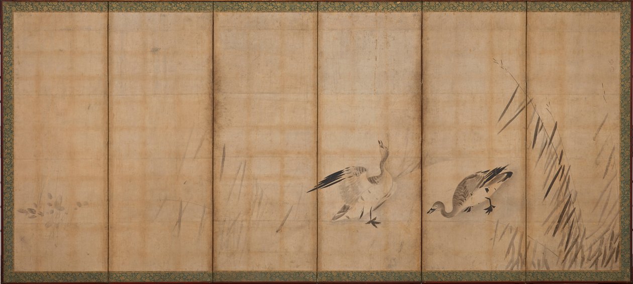 İki kaz ve ot, Muromachi dönemi, 16. yüzyılın ortaları. by Sesson Shukei