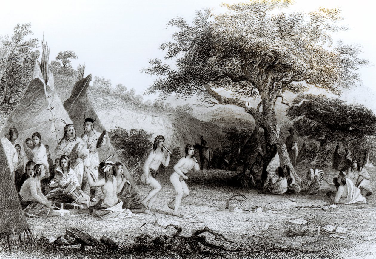 R. Ehnshelwood tarafından kazınmış Güneşe Tapınma by Captain Seth Eastman