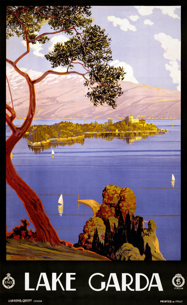 Garda Gölü, İtalya için Vintage Poster by Severino Trematore