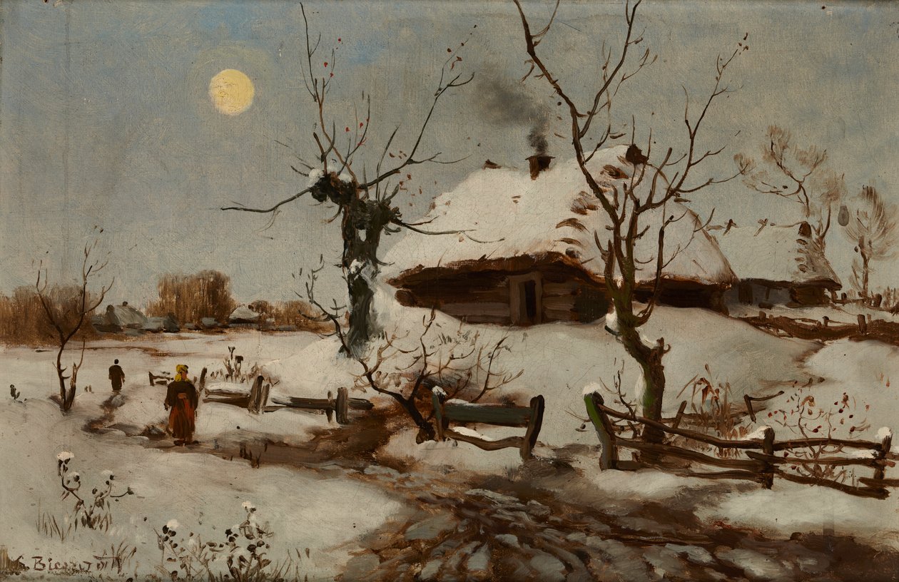 Karda Kulübeler (tuval üzerine yağlıboya) by Seweryn Bieszczad