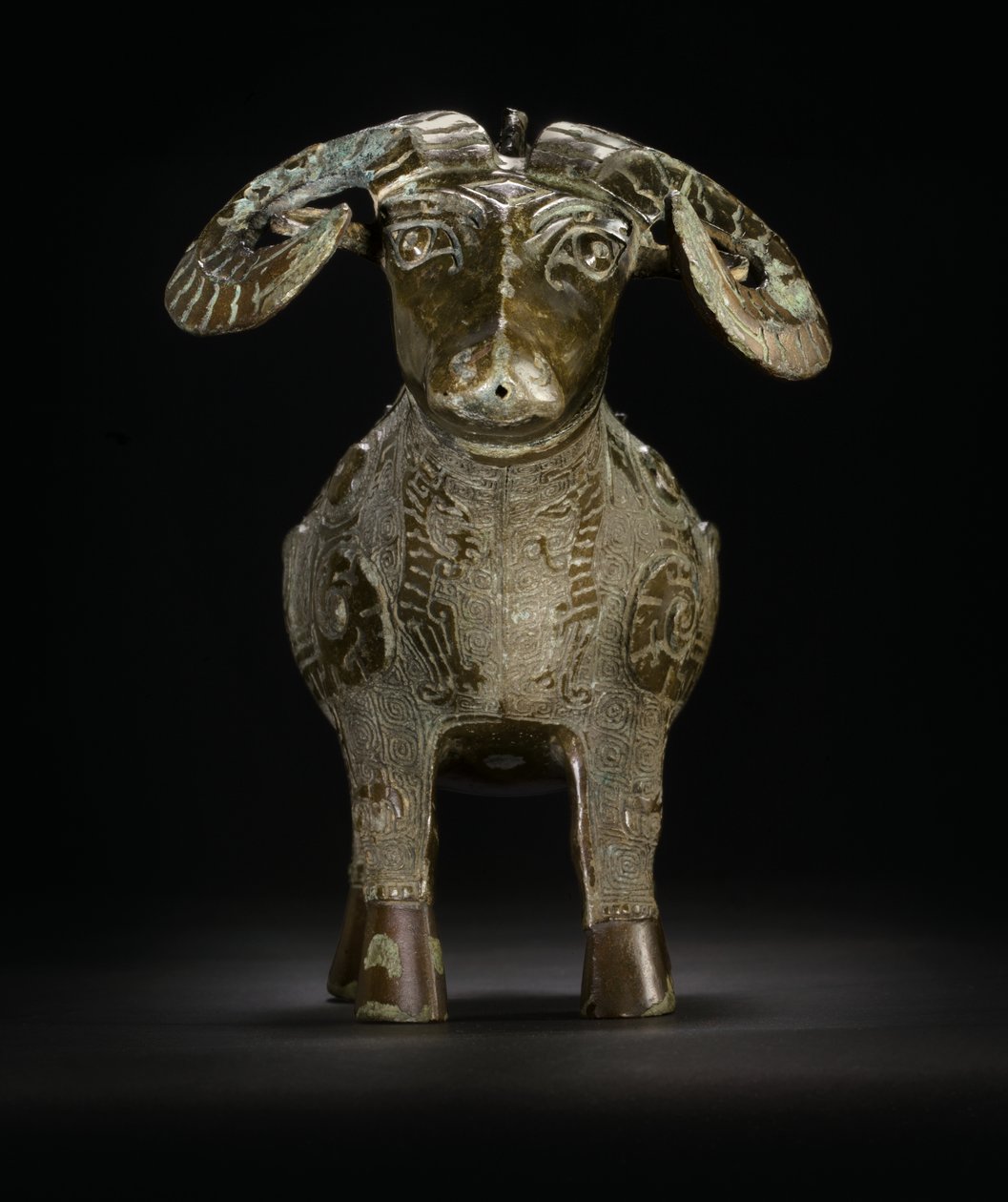 Ritüel koç biçimli şarap kabı, Gong (bronz) by Shang Dynasty Chinese School