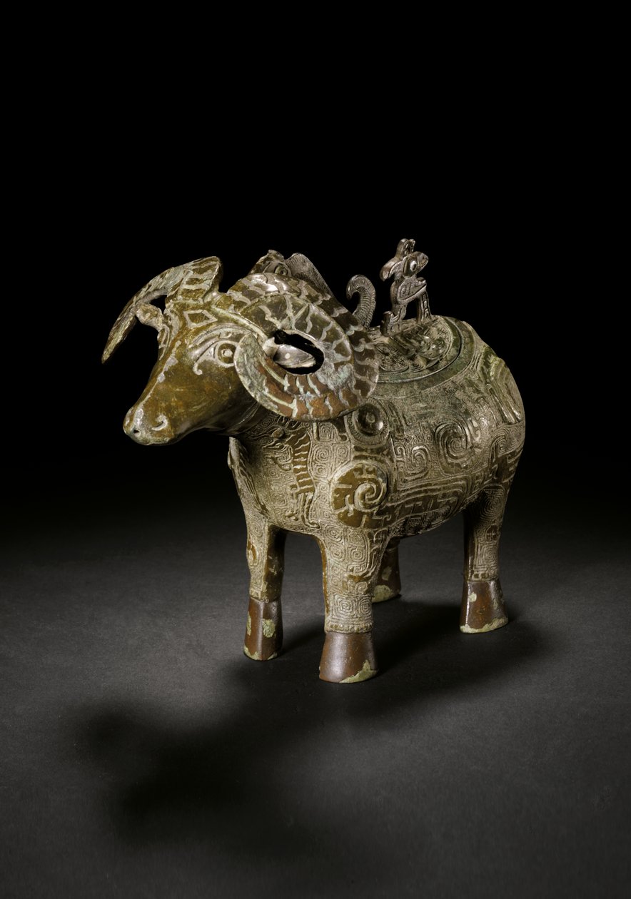 Ritüel koç biçimli şarap kabı, Gong (bronz) by Shang Dynasty Chinese School