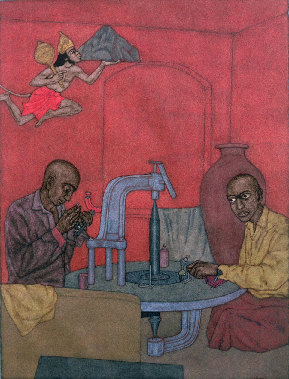 Hanuman - Elmas Parlatıcılar, 1996 (kağıt üzerinde wc) by Shanti Panchal