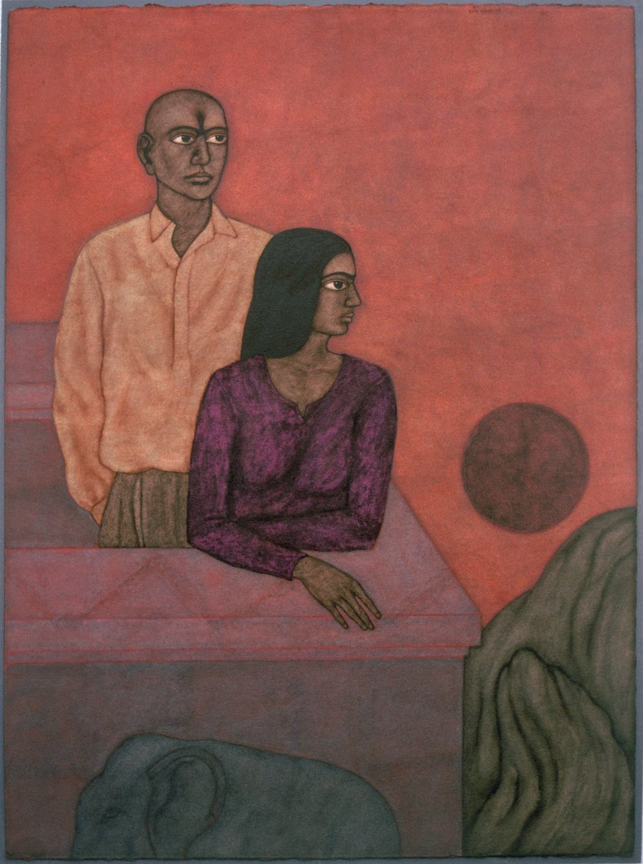 Batan Güneş, 1997 (kağıt üzerinde wc) by Shanti Panchal