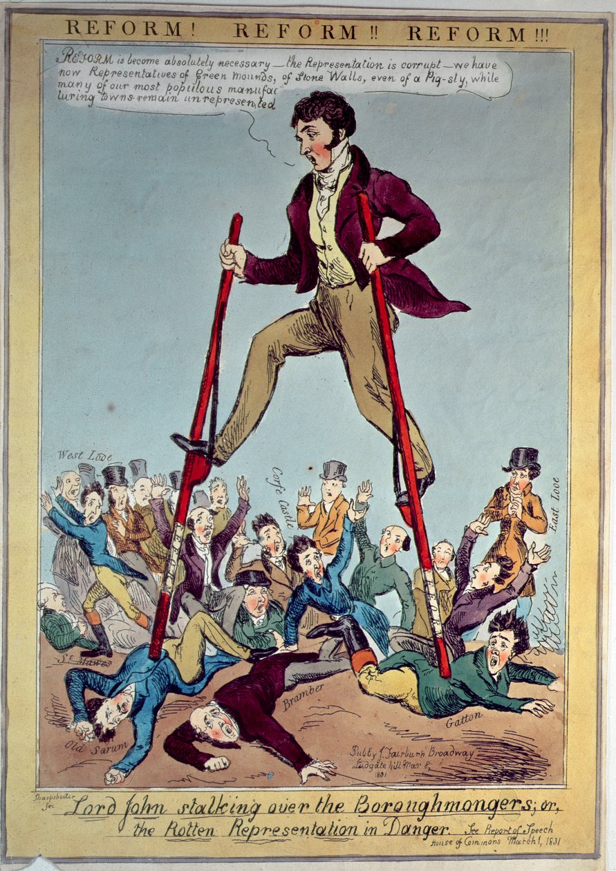 Lord John Boroughmongers Üzerinde Stalking veya Tehlikedeki Çürük Temsil, pub. J. Fairburn tarafından, 1831 by Sharpshooter