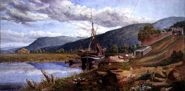 Bir mavna boşaltma ile manzara by Sheldon Burrows Adams