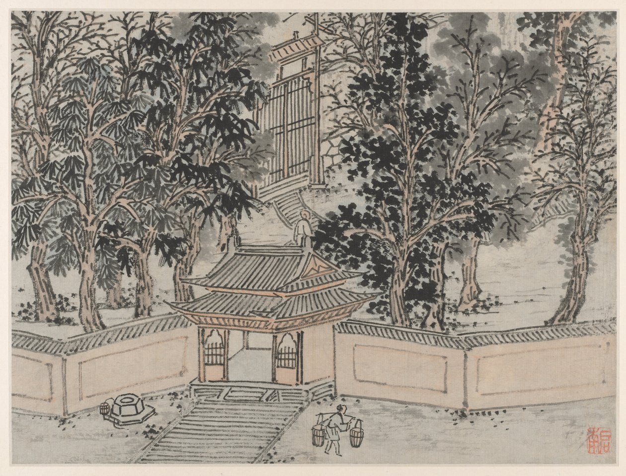 Tiger Hill'in On İki Görünümü, Suzhou: Arka Kapıda Tiger-Flight Spring, 1490'dan sonra. by Shen Zhou