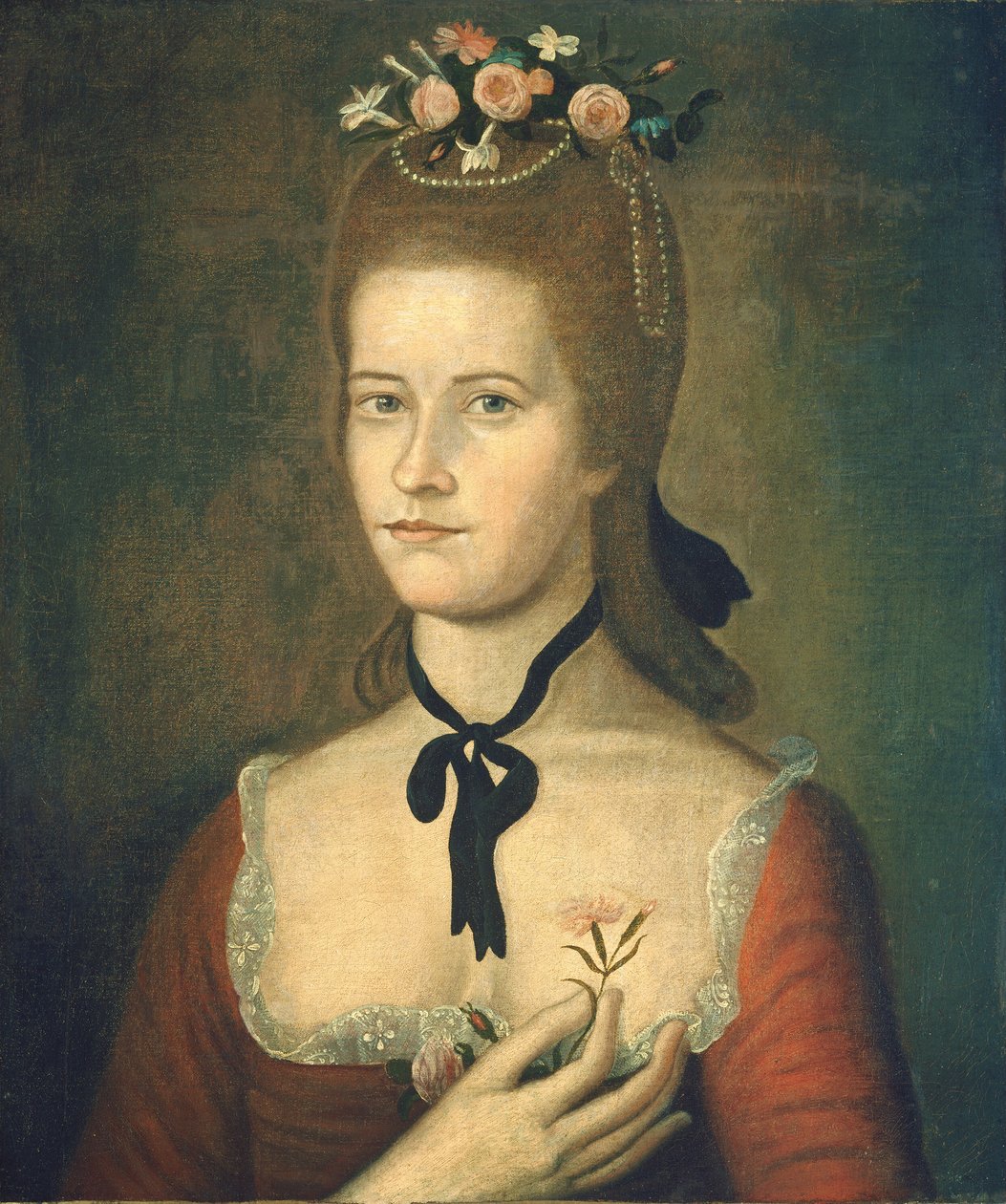 Kırmızılı Bir Kadının Portresi, c. 17851790. by Sherman Limner