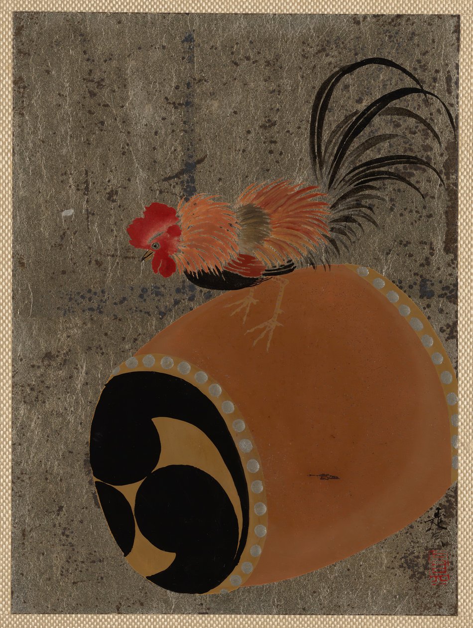 Davuldaki Horoz, 1882. by Shibata Zeshin