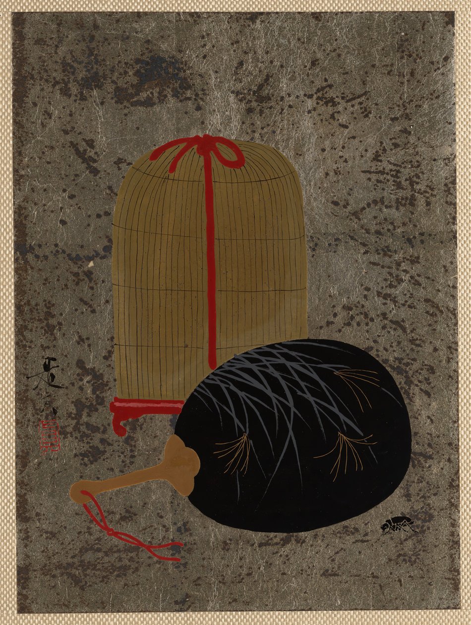 Fan ve Böcek Kafesi. by Shibata Zeshin