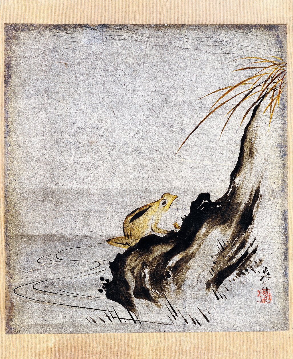 su birikintisi içinde kurbağa by Shibata Zeshin