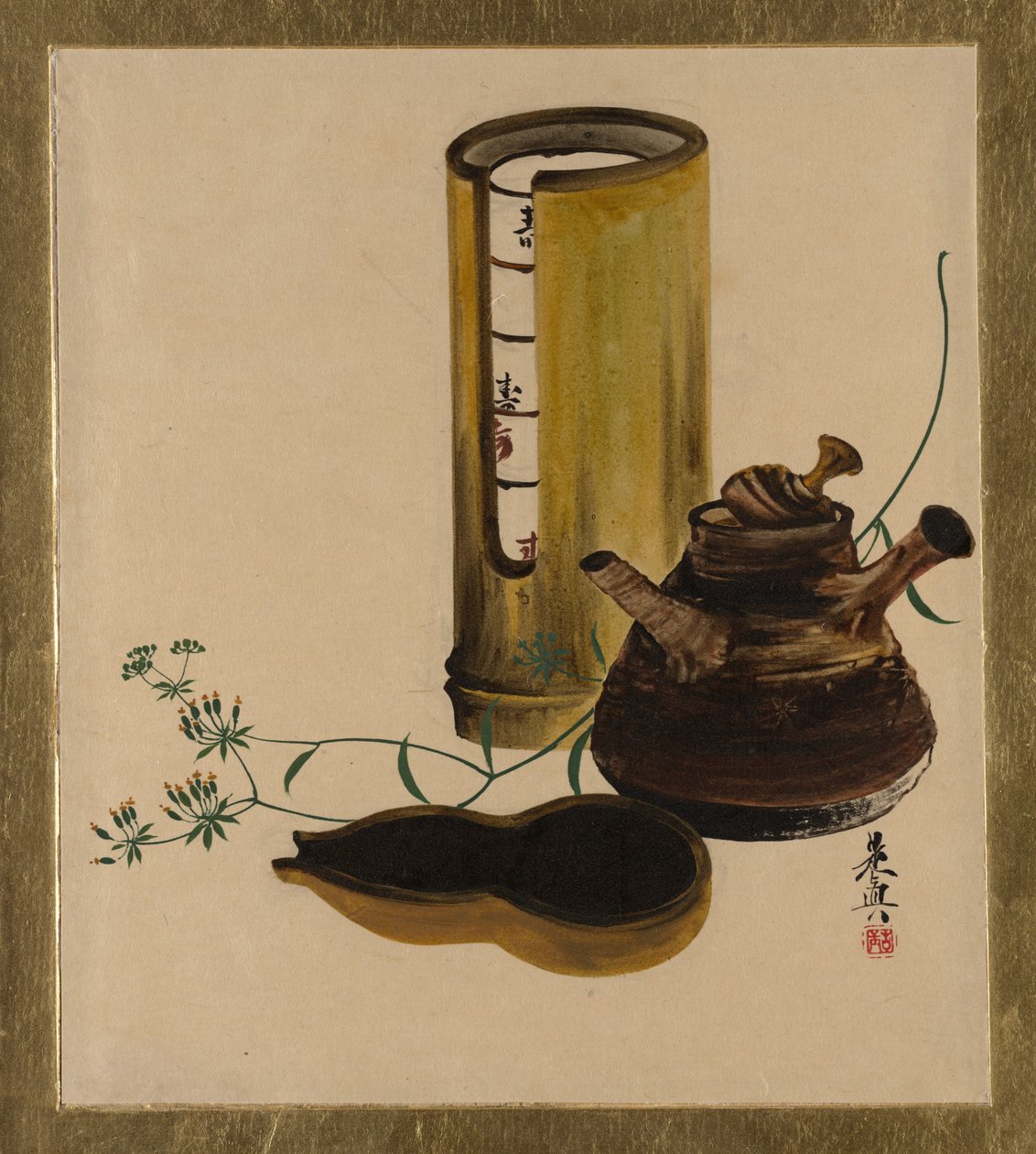 Çeşitli Konularda Lake Tablolar: Sencha Çay Seti, 1882. by Shibata Zeshin