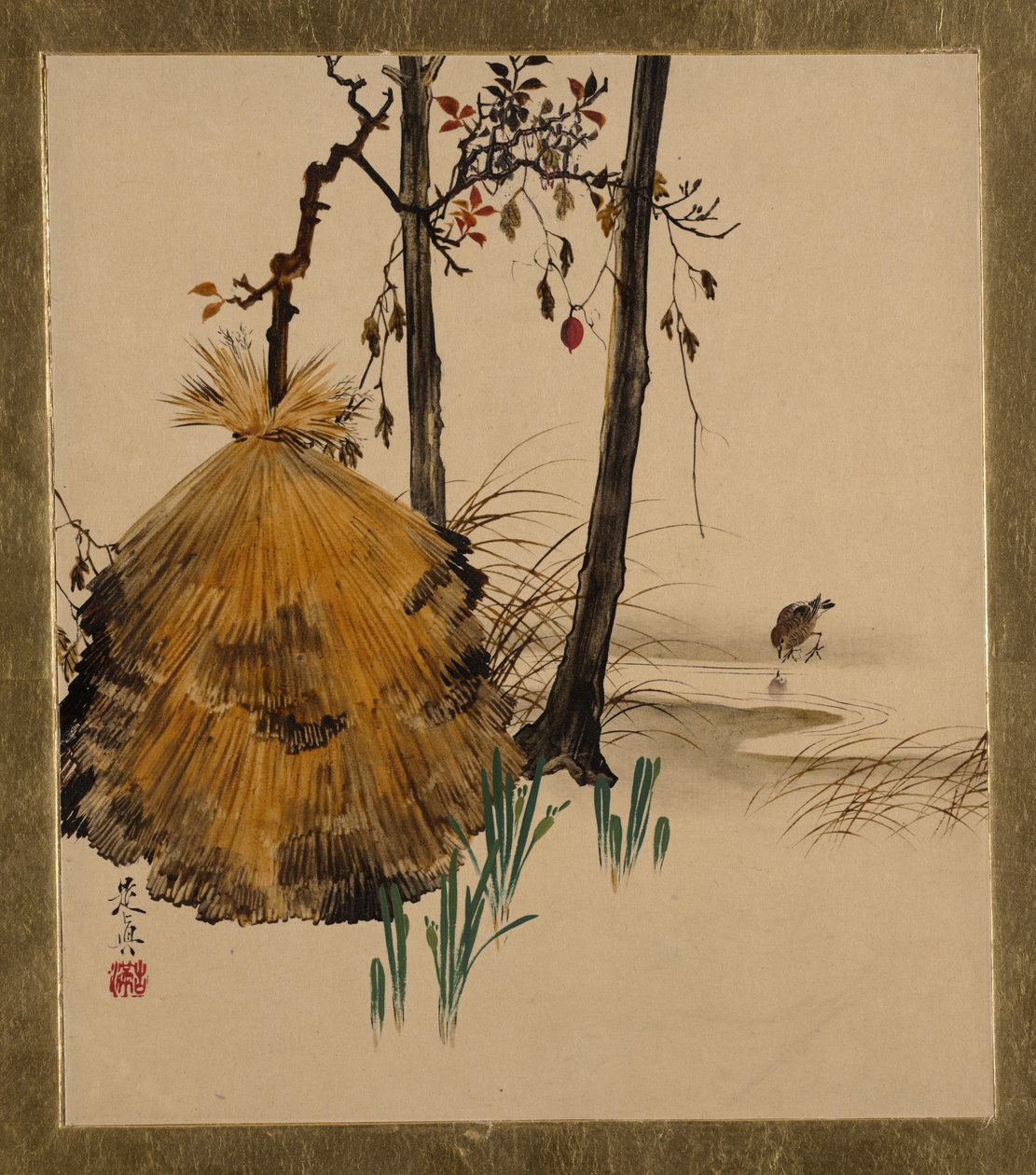 Çeşitli Konularda Lake Tablolar: Serçeli Bir Ağaç için Kar Barınağı, 1882. by Shibata Zeshin