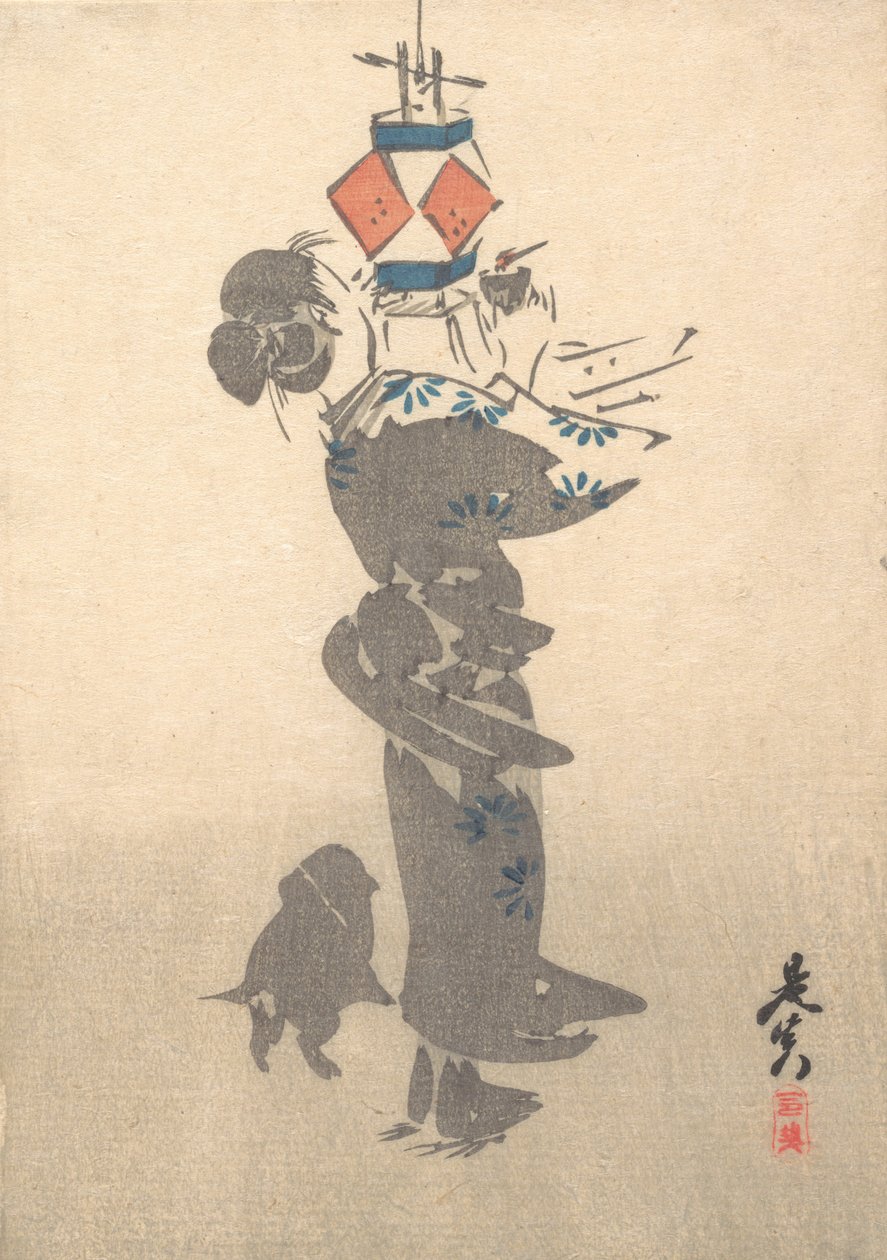 Obon Festivali için Asılı Fener Yakmak, 1860., 1860. by Shibata Zeshin