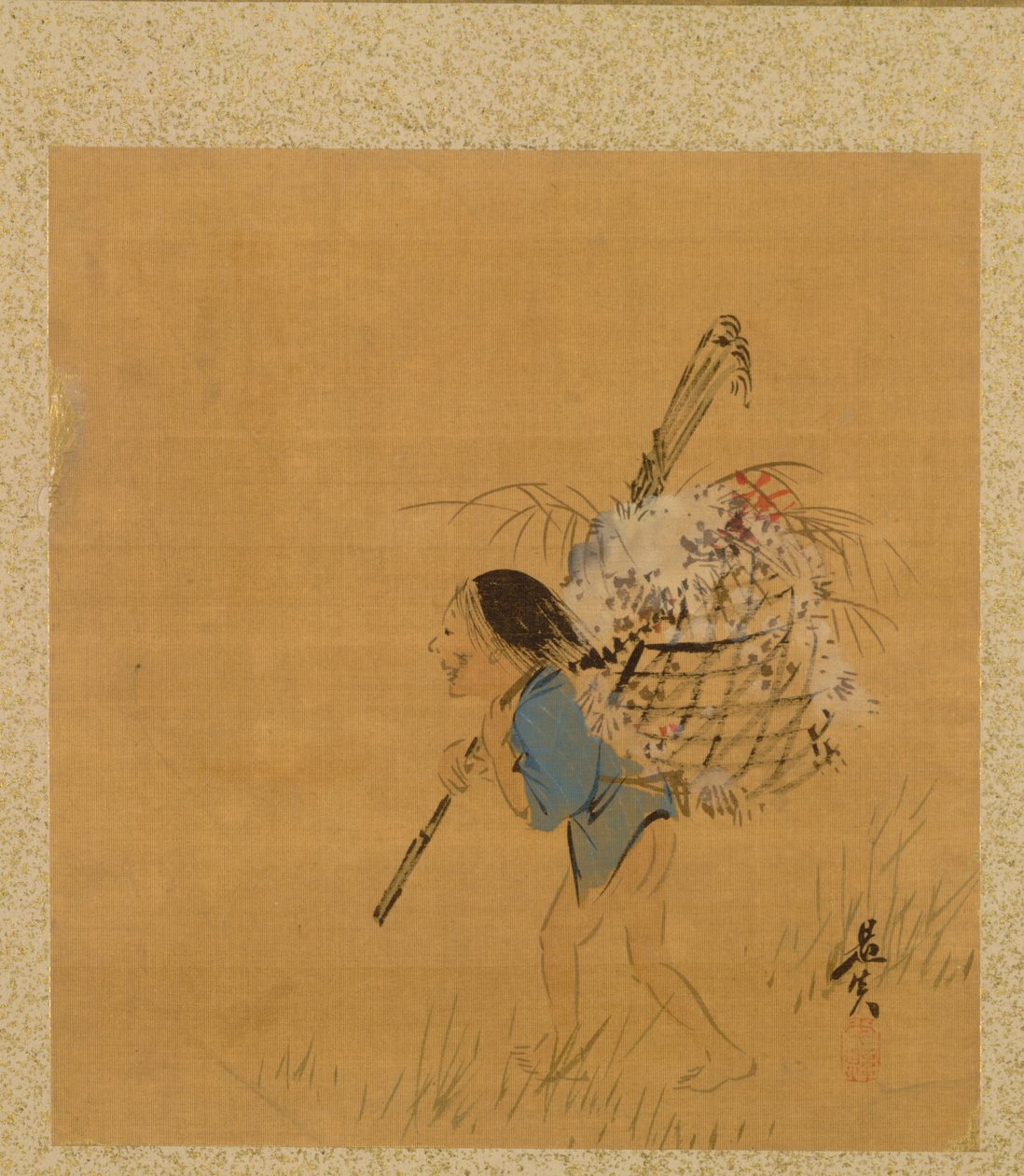 Muhterem Zeshin'in Resim Albümünden Sepetli Köylü by Shibata Zeshin