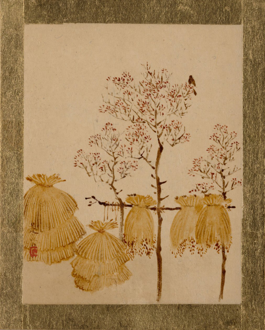 Pirinç Yığınları ve Ağaçlar. by Shibata Zeshin