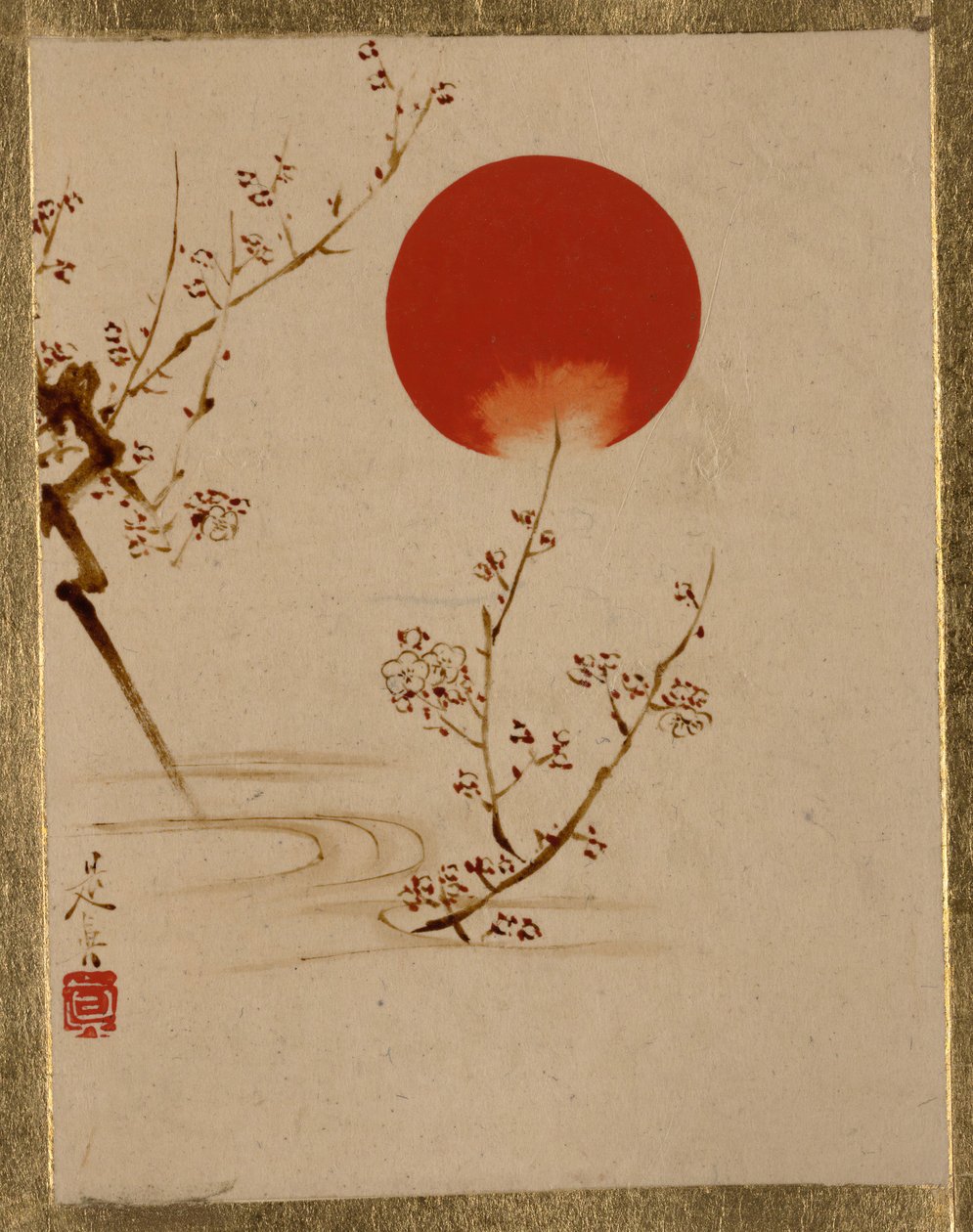 Güneş ve Erik Dalları. by Shibata Zeshin