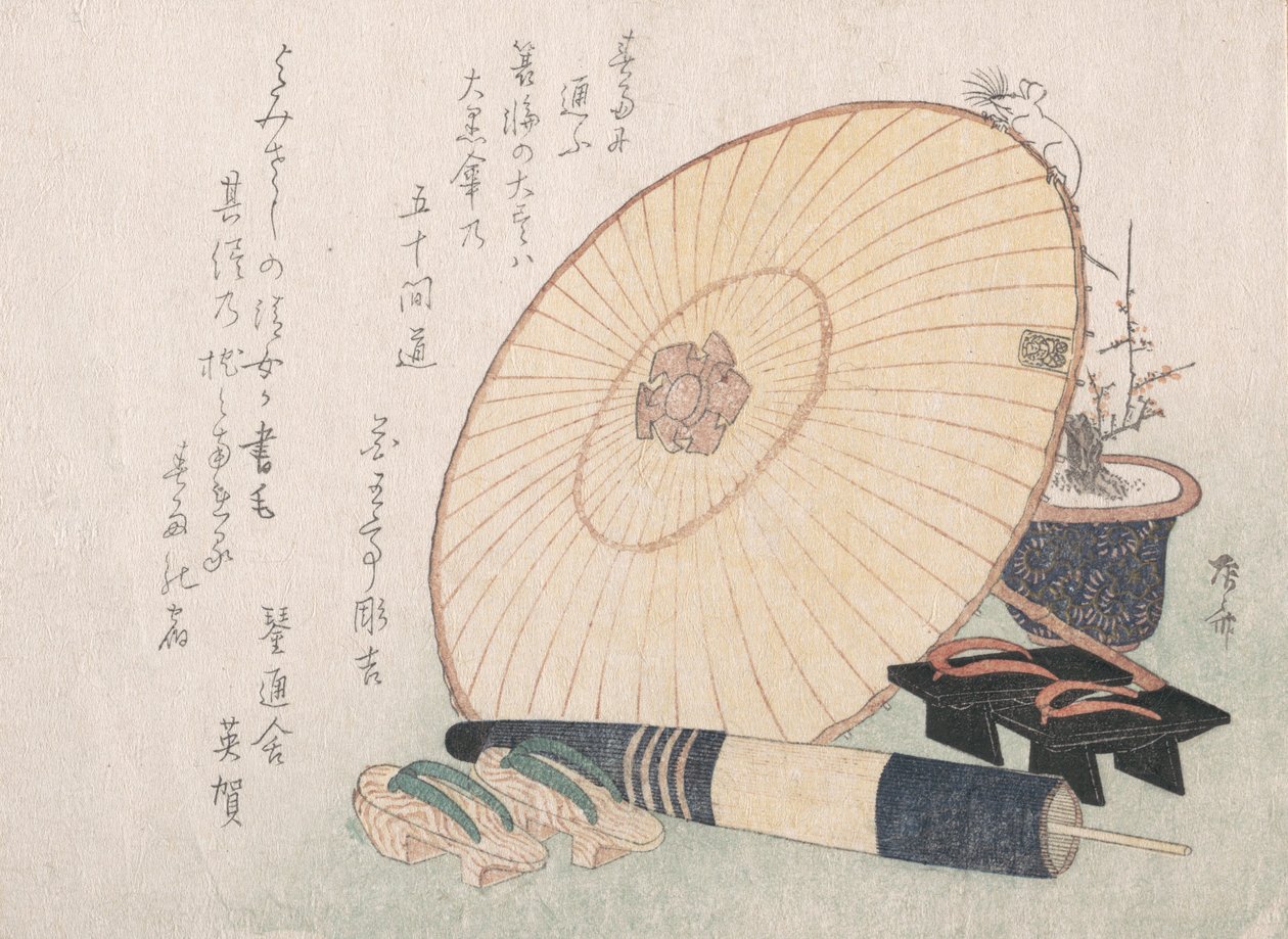 Şemsiyeler ve Geta Japon Ahşap Sandaletleri, muhtemelen 1816., muhtemelen 1816. by Shinsai