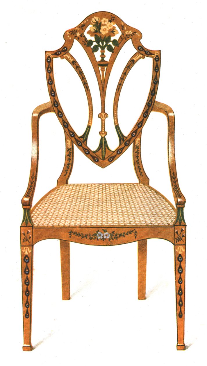 Boyalı Saten Ahşap Sandalye, 1908. by Shirley Charles Llewellyn Slocombe
