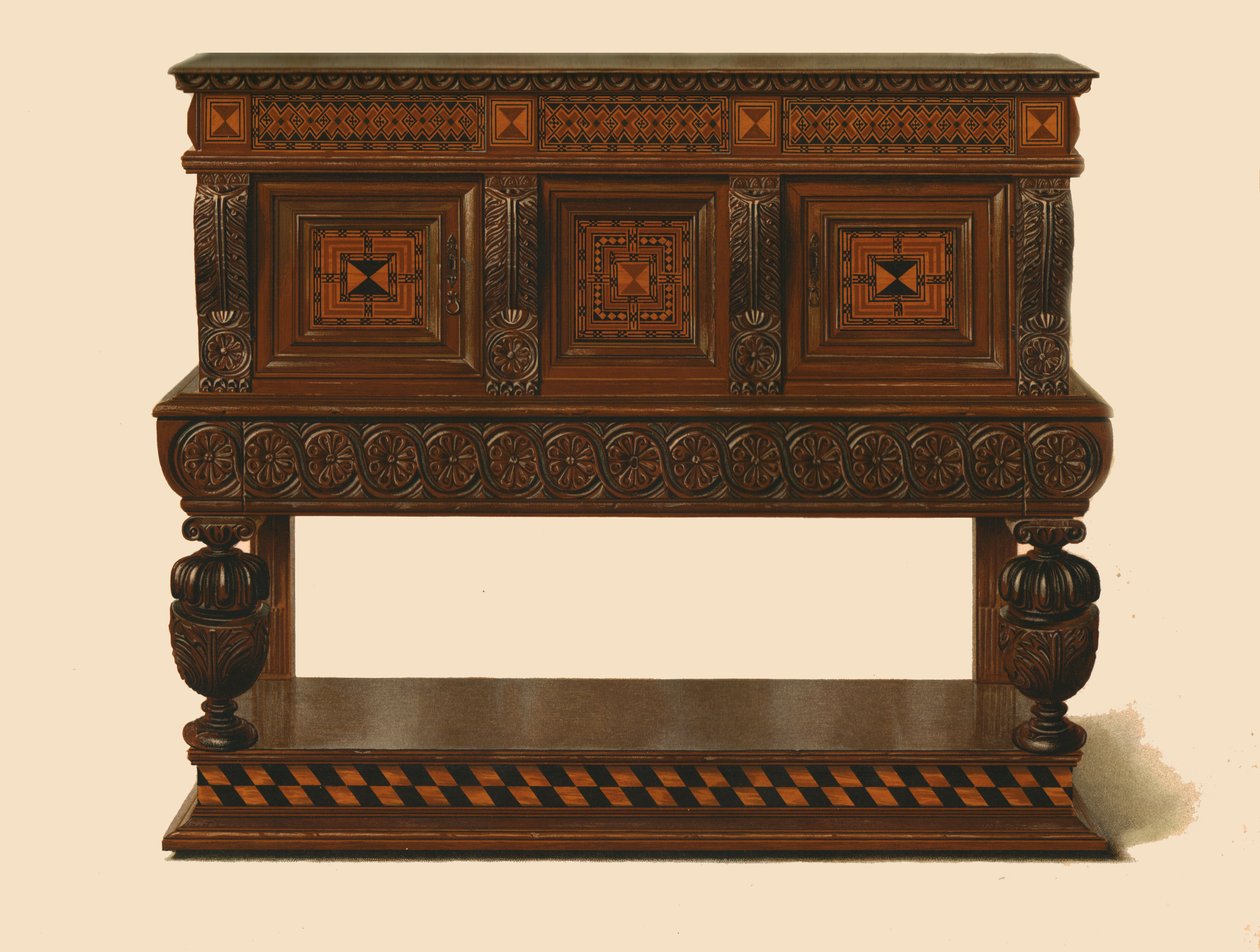 Ceviz ve meşe ayakta büfe, 1904 by Shirley Charles Llewellyn Slocombe