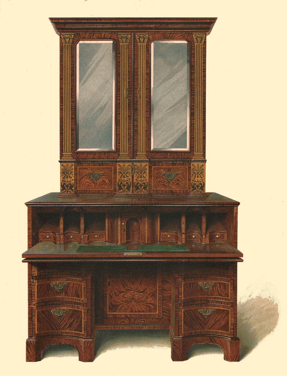 Ceviz işlemeli yazı dolabı, 1905 by Shirley Charles Llewellyn Slocombe